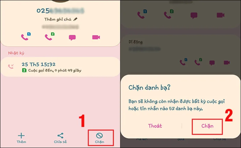 Nếu không muốn chặn rộng, người dùng có thể chặn từng số lạ sau khi xác định đó là cuộc gọi rác hoặc không cần liên hệ lại.