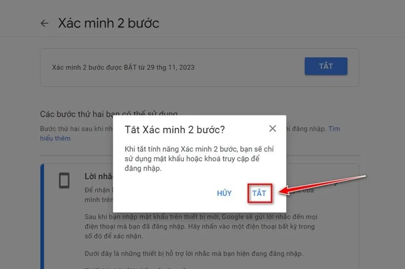 tat xac minh 2 buoc gmail