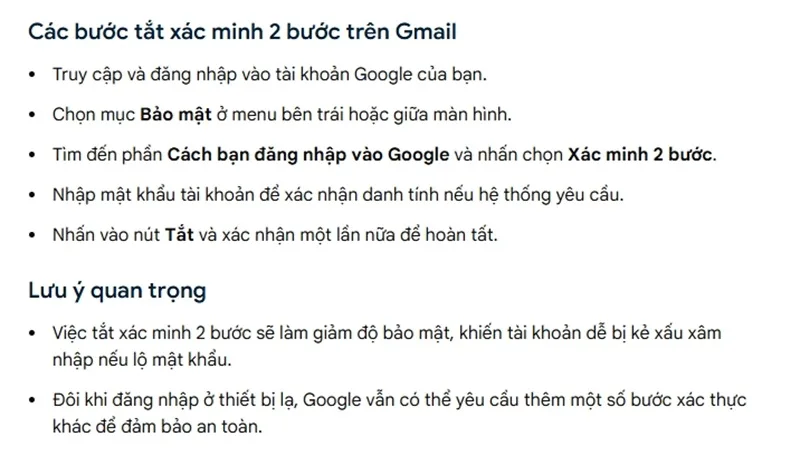 tat xac minh 2 buoc gmail